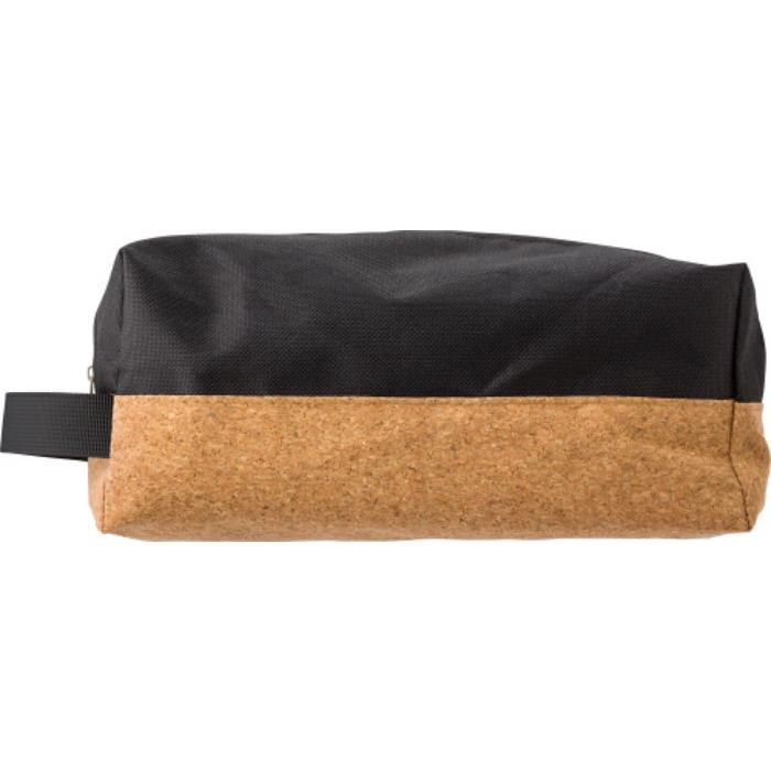 GI676271-01Kulturtasche aus Polyester und Kork Lynn_ Schwarz