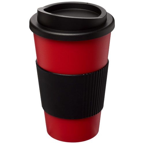 Americano® 350 ml Isolierbecher mit Schutzring, schwarz,rot