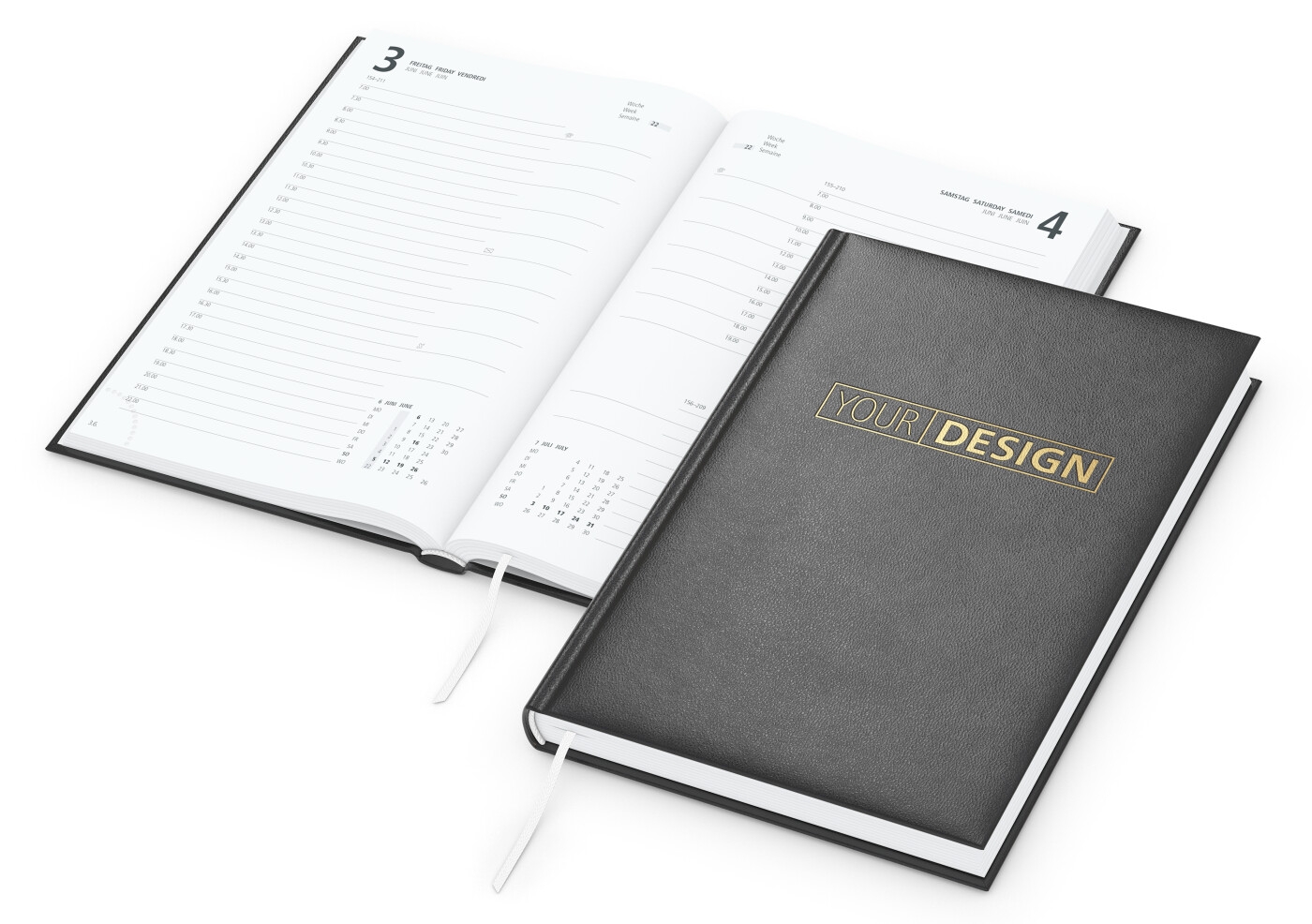 GE0061-SCGTageskalender Advance_ schwarz_ Goldpraegung