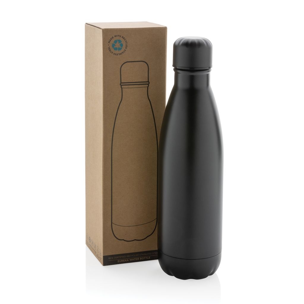 XDP435_72-1Eureka einwandige Wasserflasche aus RCS rec. Stainless-Steel_ schwarz