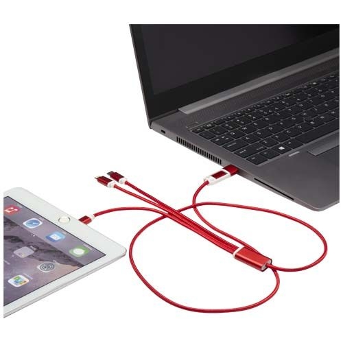 PF124386-1Versatile 5-in-1 Ladekabel aus recyceltem Aluminium_ rot