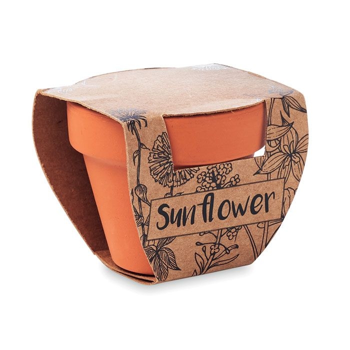 MO6147-40Sunflower Terracotta-Topf Sonnenblume_ Holz