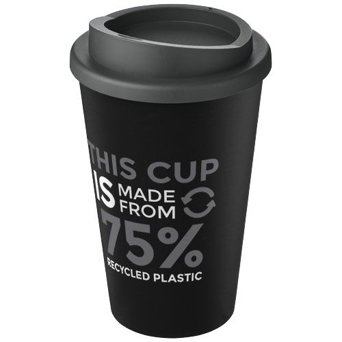 PF210422-12Americano® Eco 350 ml recycelter Becher_ schwarz_grau