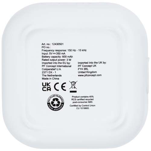 PF124305-1Stark 2.0 3 W Mini-Bluetooth®-Lautsprecher aus recyceltem RCS Kunststoff_ weiss