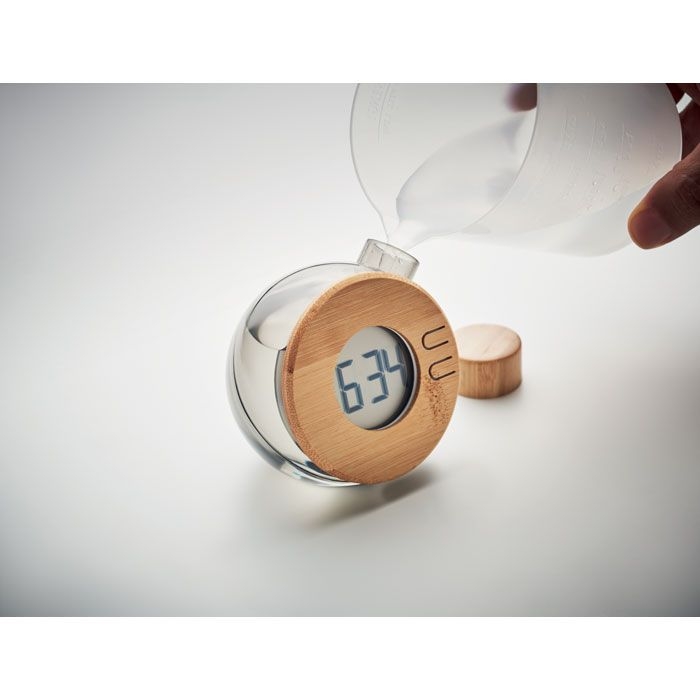 MO6865-27Droppy Lux Wasserbetriebene LCD-Uhr_ Transparent Grau
