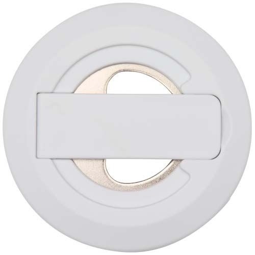 PF124461-1Ain Magnetische Smartphonehalterung  aus recyceltem Kunststoff mit Flaschenoeffner _ weiss