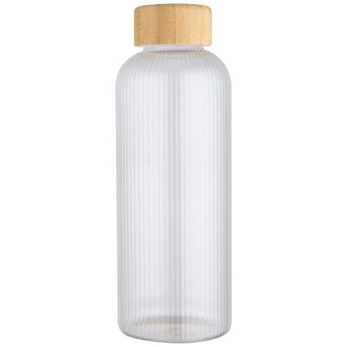 PF100930-1Mirage 650 ml einwandige Trinkflasche aus Borosilikatglas mit Bambusdeckel_ transparent