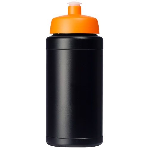 PF210444-4Baseline Recycelte Sportflasche_ 500 ml_ schwarz_orange