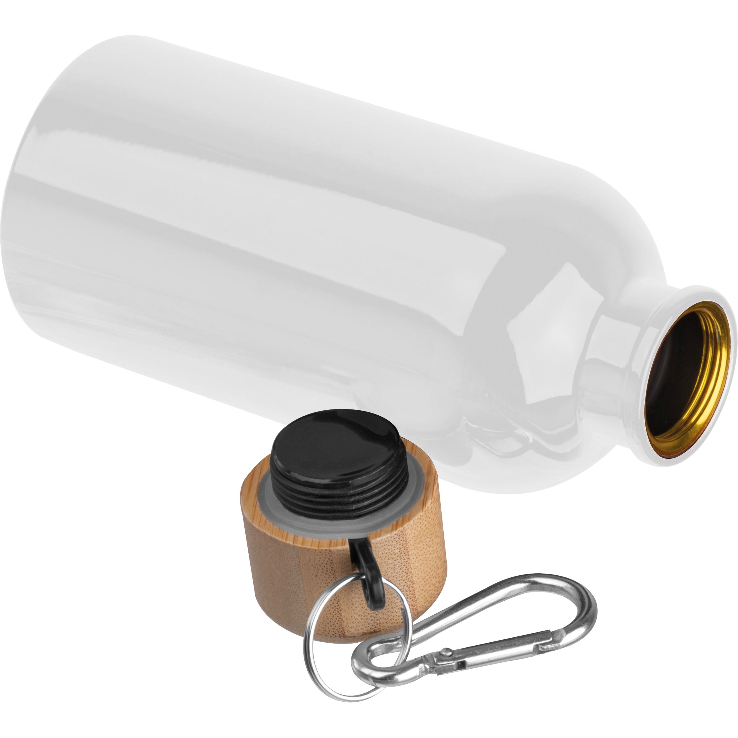 MA84972-06Edelstahltrinkflasche mit Karabiner_ 400ml MARILYN_ weiss
