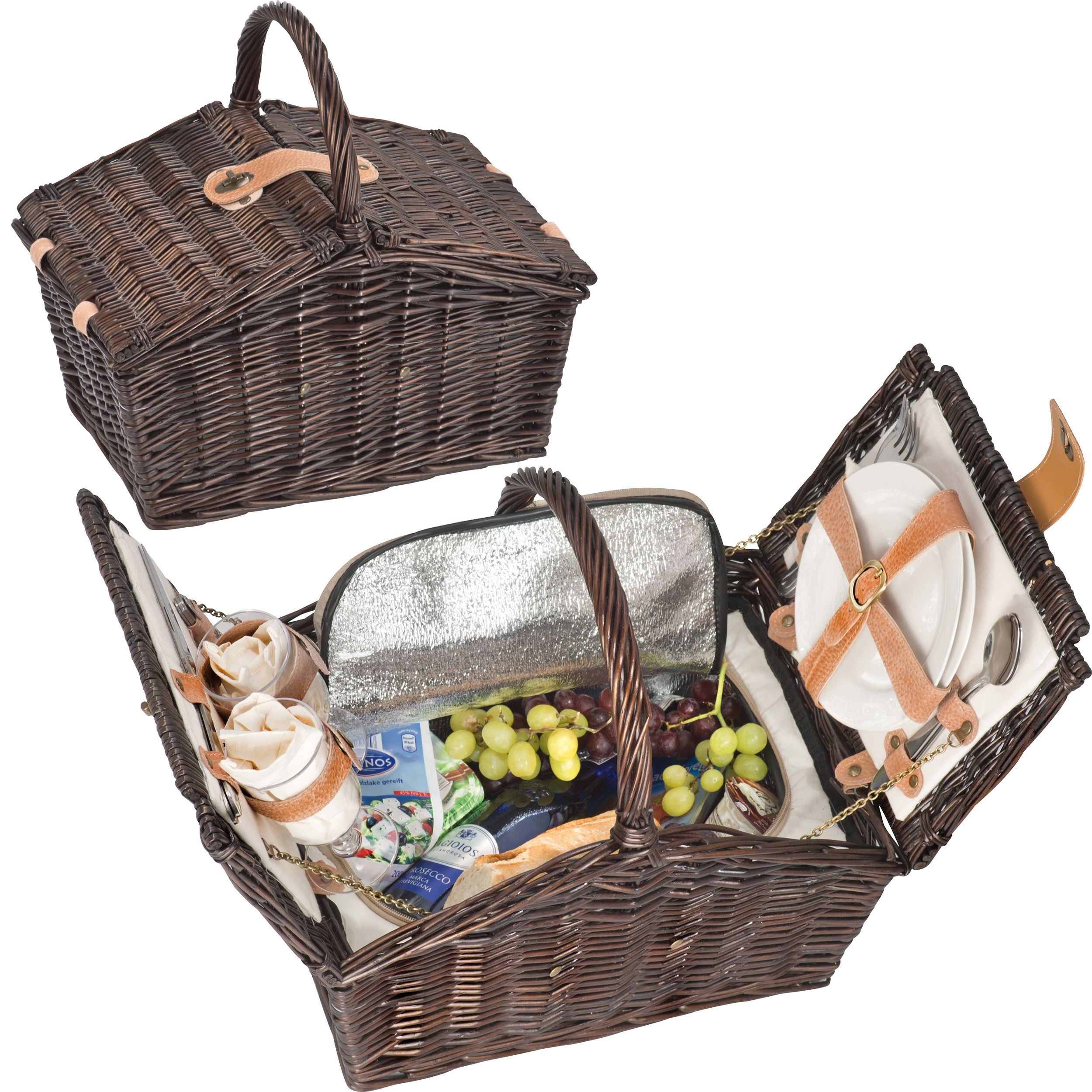 MA62337-01Picknickkoffer aus Weidengeflecht fuer 2 Personen_ braun