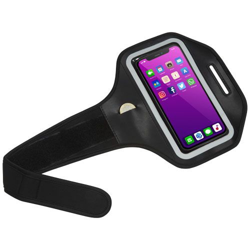 Haile reflektierendes Smartphone Armband mit transparenter Abdeckung, schwarz