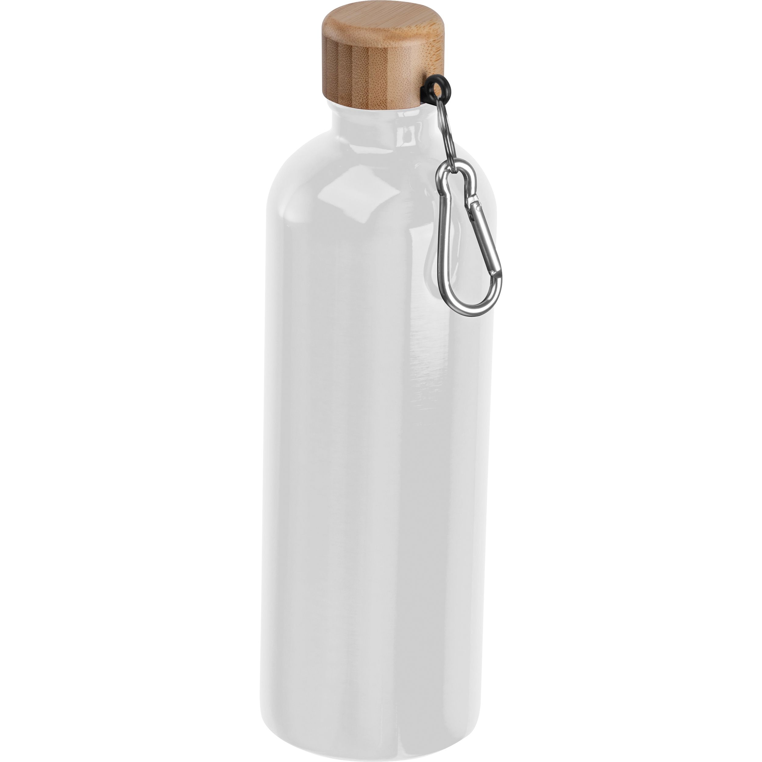 MA84971-06Edelstahltrinkflasche mit Karabiner_ 750ml RUTH_ weiss
