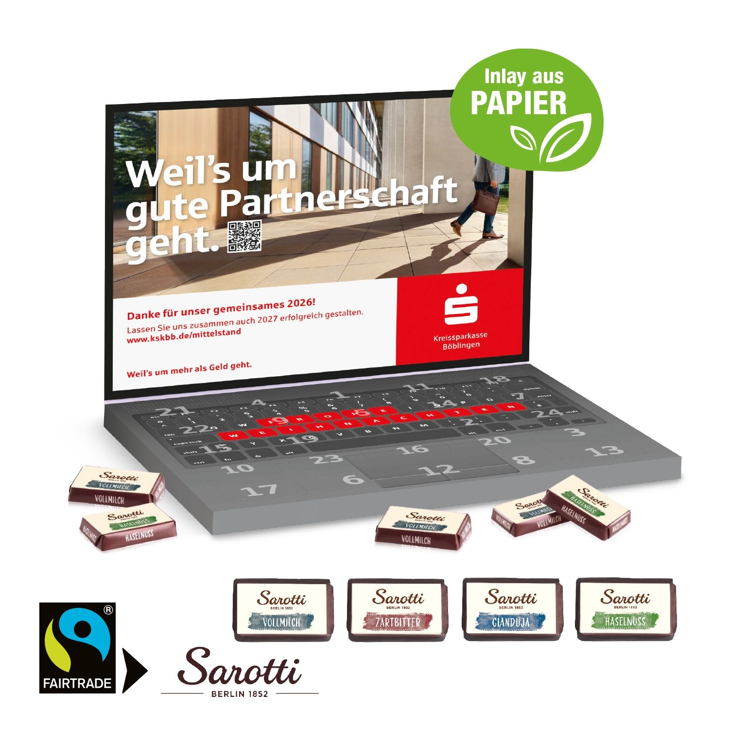CD55435Adventskalender _Laptop_ mit Sarotti Fairtrade® Schokolade_ Inlay aus Papier