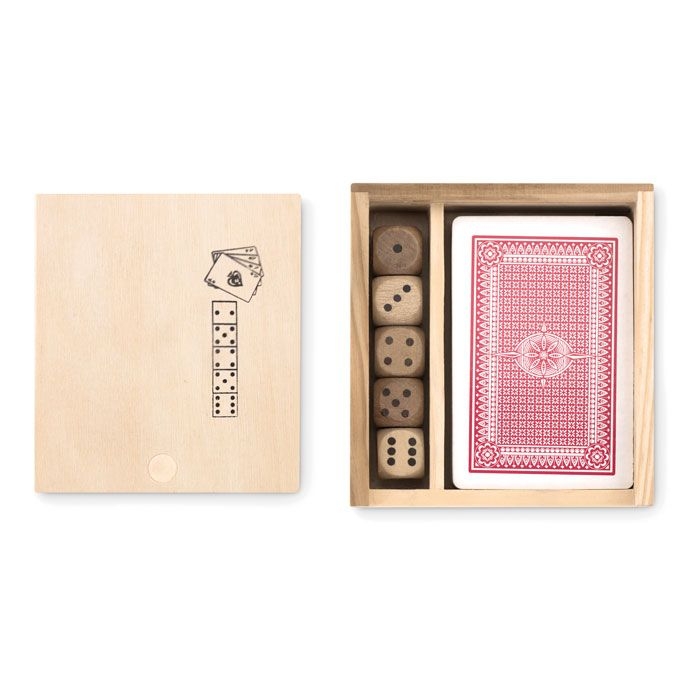 MO9187-40Las Vegas Spielkarten-Wuerfel-Set_ Holz