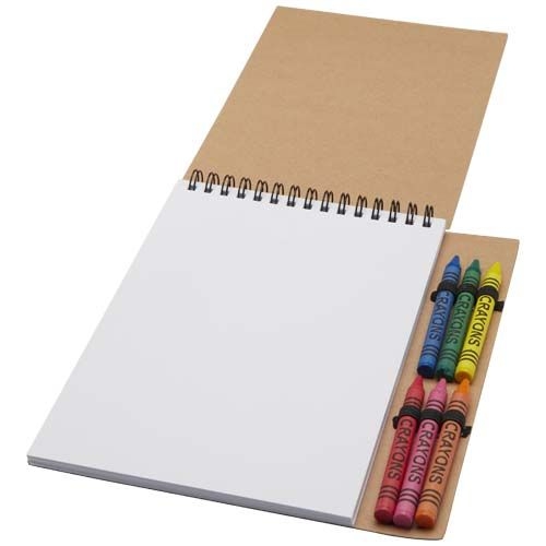 PF107967-1Doodle A5 Softcover Spiralnotizbuch mit Farbstiftset_ natur