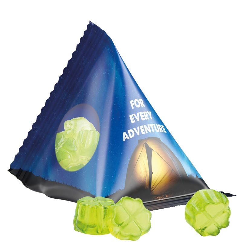 JG10063-24Tetraeder 15 g Trolli Fruchtgummi Standardformen_ Kleeblatt_ transparente Folie