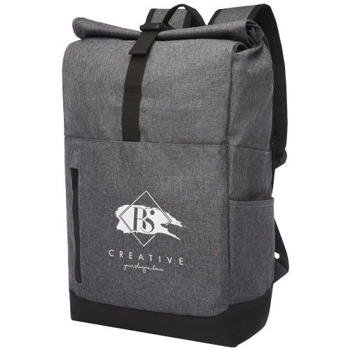 PF120548-1Libra 15_6_ GRS recycelter Rolltop Laptop-Rucksack 12L_ heather grau_schwarz