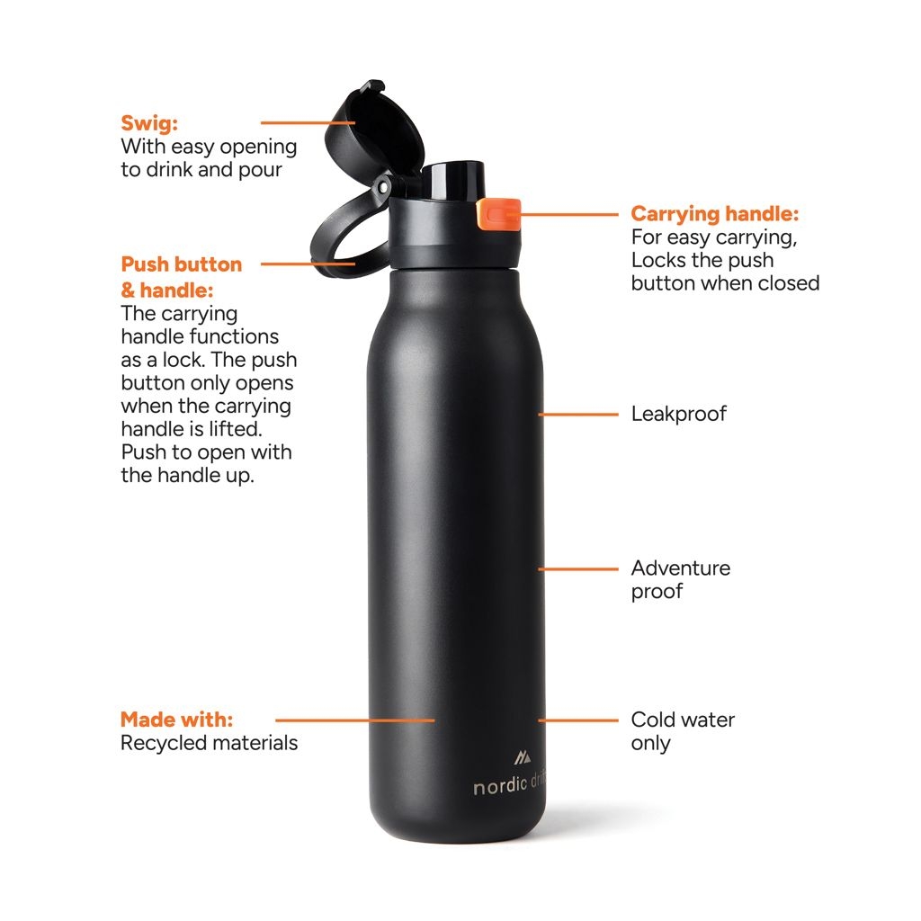 XDND310.03-01Nordic Drift Trail einwandige RCS Wasserflasche 750ml_ schwarz