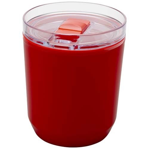 PF100852-2Hudson 180 ml doppelwandiger Becher aus recyceltem Kunststoff _ rot