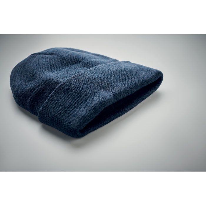 MO9965-04Polo Rpet Beanie mit Umschlag RPET_ Blau