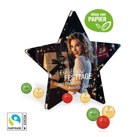CD55432Adventskalender _Stern_ mit Fairtrade® Schokolade