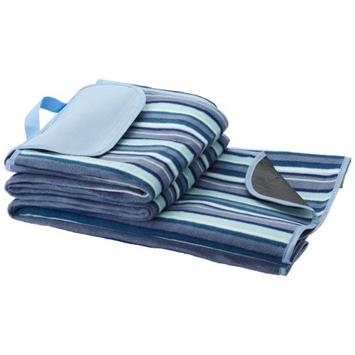 PF100137-1Riviera wasserabweisende Outdoor-Picknickdecke_ weiss_blau