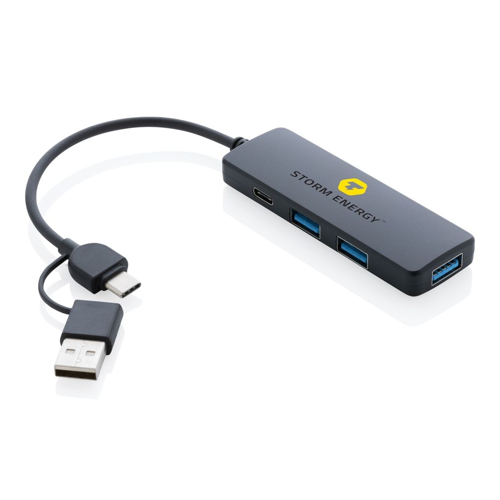 XDP308.26-1RCS recycelter USB-Hub mit Dual-Input_ schwarz