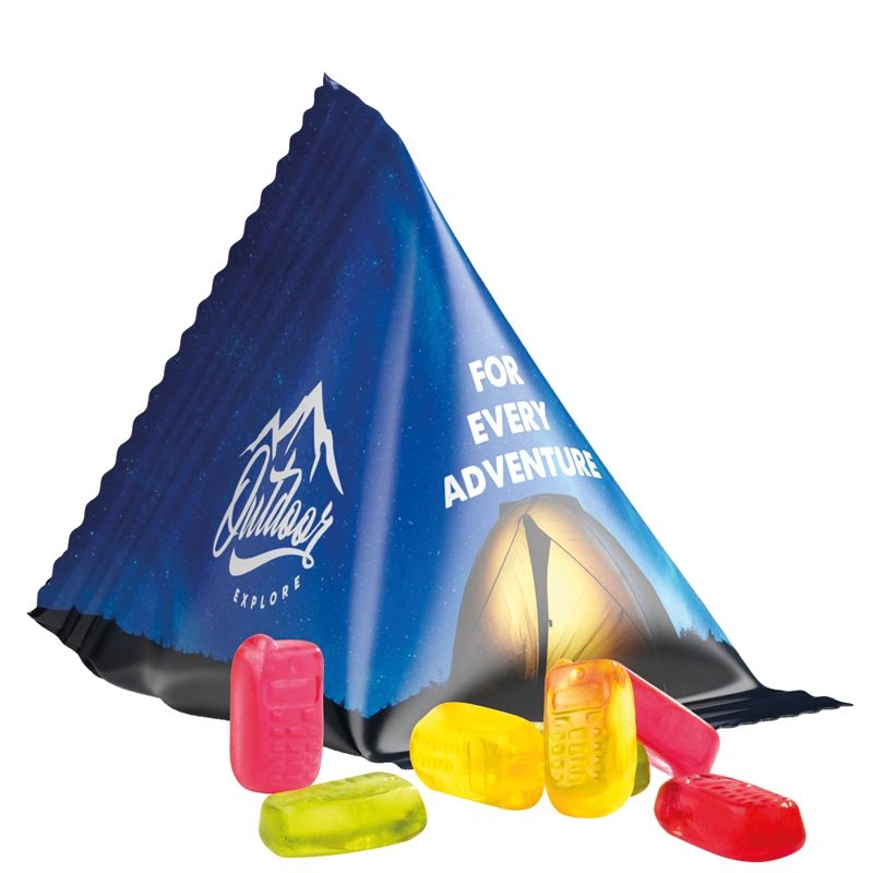 JG10063-5Tetraeder 15 g Trolli Fruchtgummi Standardformen_ Handy_ weisse Folie