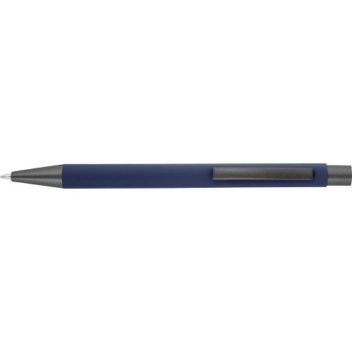 GI8298-05Kugelschreiber mit Softtouch-Oberflaeche und Glanzgravur Emmett_ Blau