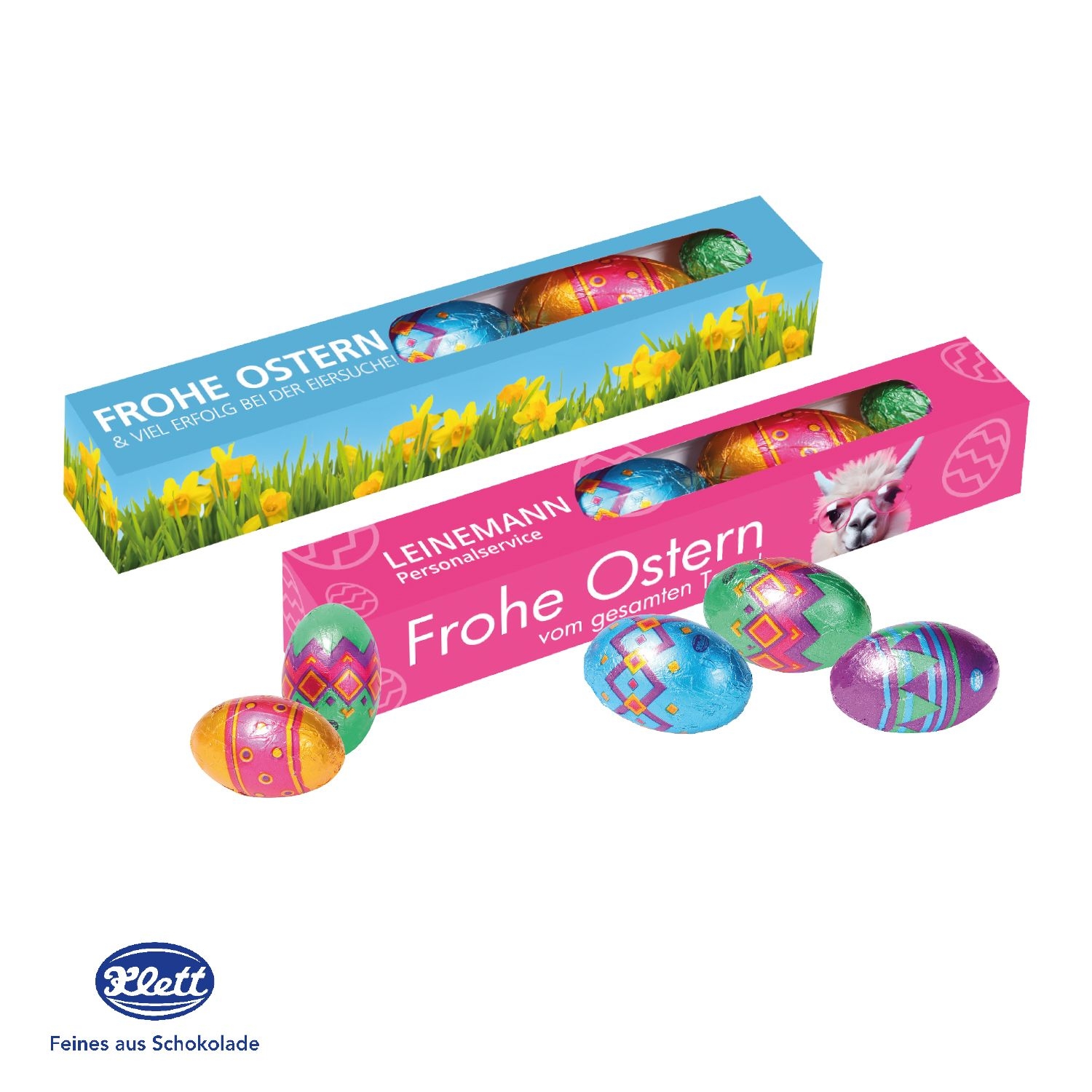 CD94692-01Eier Parade mit Klett Schokolade_ Schokoeier