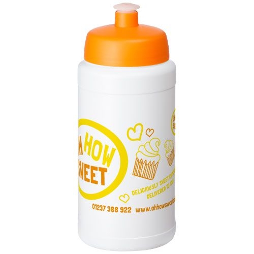 PF210688-8Baseline® Plus 500 ml Flasche mit Sportdeckel_ weiss_orange