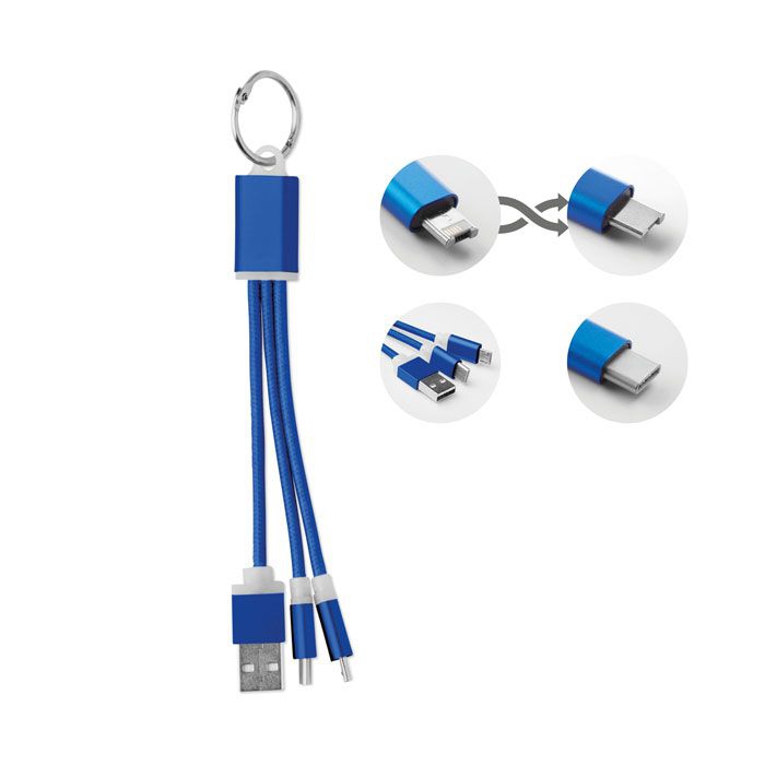 Rizo Schlüsselring mit Kabel-Set, königsblau