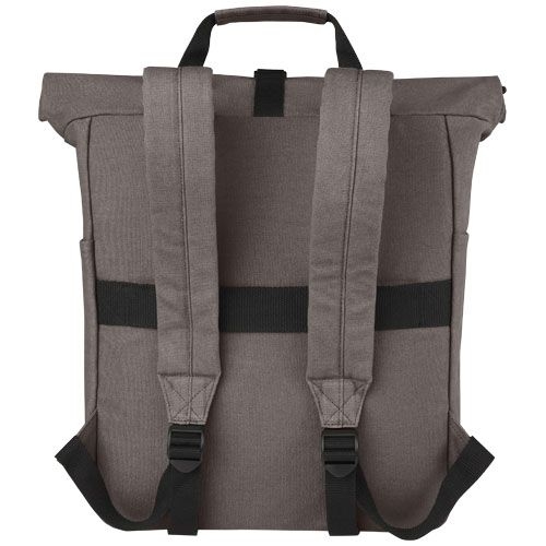PF120678-3Joey 15_ GRS Rolltop Laptoprucksack aus recyceltem Canvas 15 L_ grau