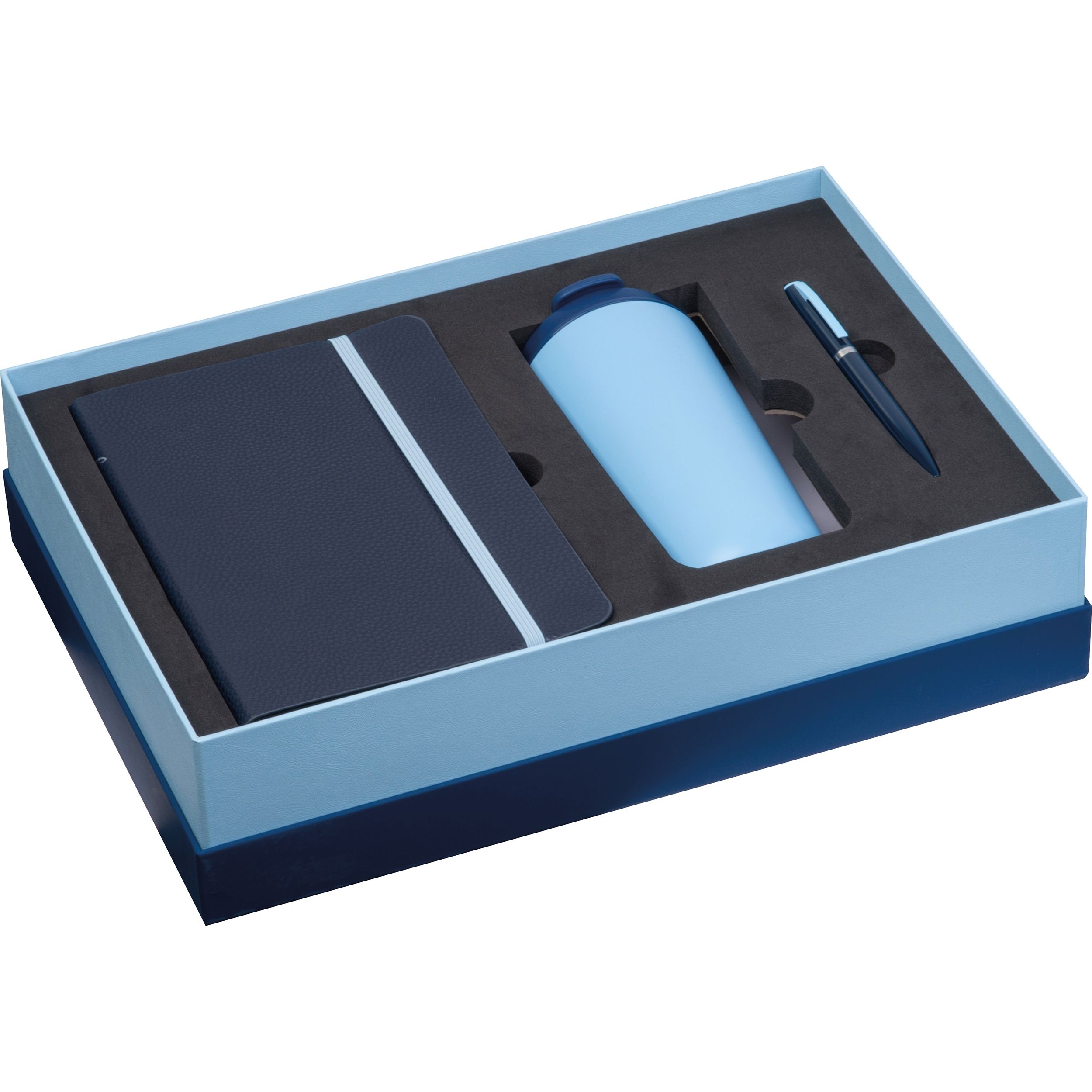 MAF254-04Ferraghini Set - Notizbuch_ Kugelschreiber und Trinkbecher KAMILA_ blau