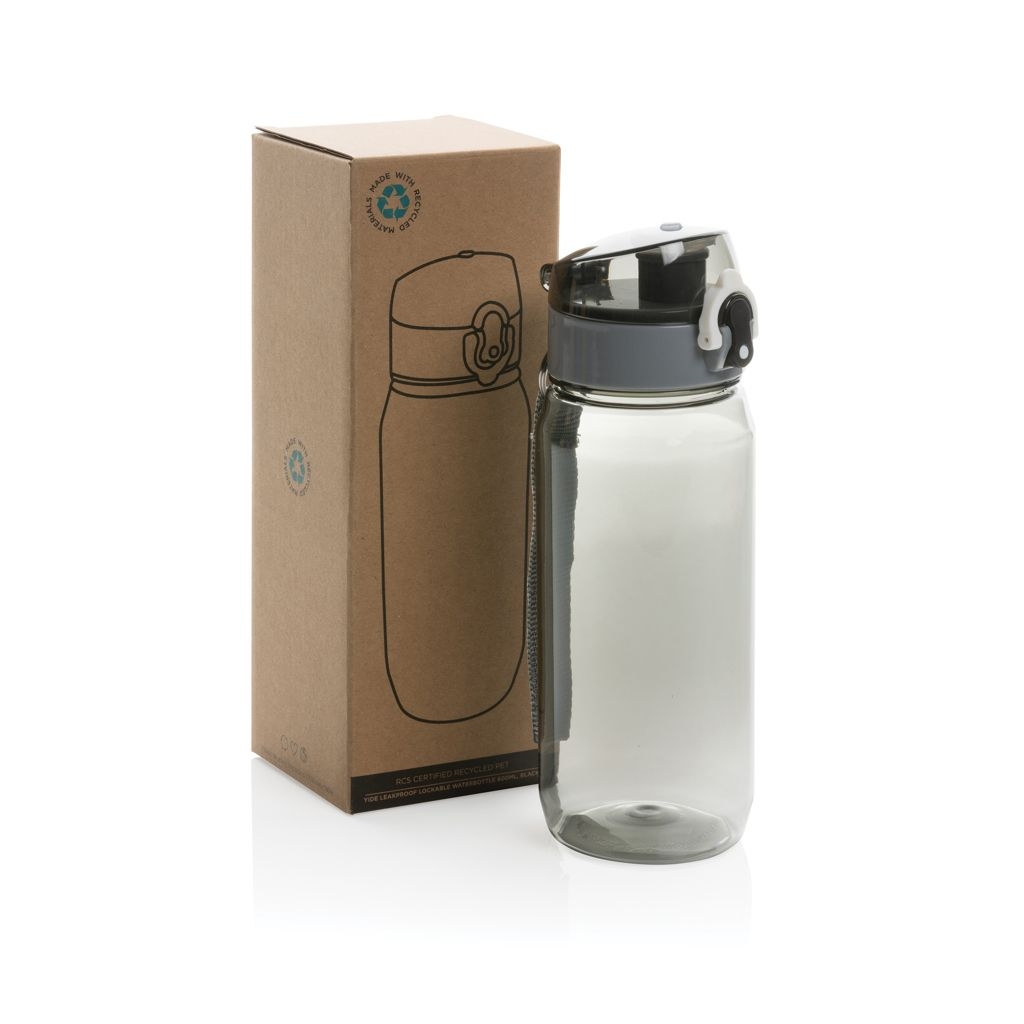 XDP437.00-1Yide RCS  rPET verschliessbare Wasserflasche 600ml_ schwarz