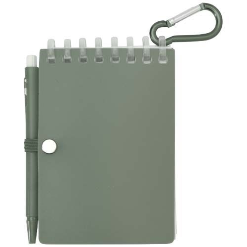 PF107051-3Lig Mini Recyceltes Outdoor-Softcover Notizbuch und Kugelschreiber Set _schwarze Mine_ heather gruen