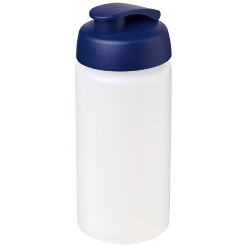 Baseline® Plus grip 500 ml Sportflasche mit Klappdeckel, transparent,blau