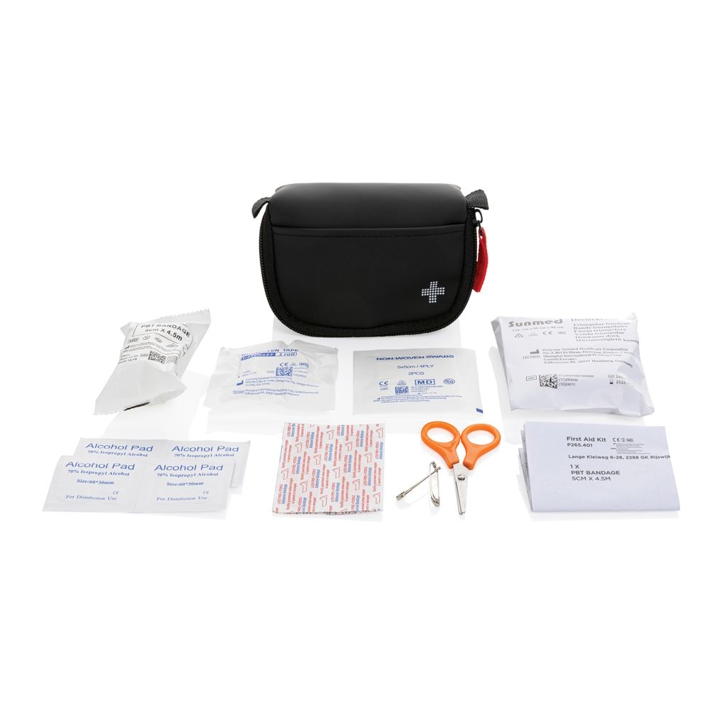 XDP265.40-1Kleines Erste-Hilfe-Set in RCS recycelter Nubuk-PU Tasche_ schwarz