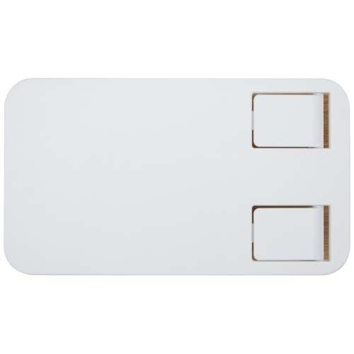 PF124464-1Alfirk Klappbare Smartphonehalterung  aus recyceltem Kunststoff mit Bambusdetails_ weiss