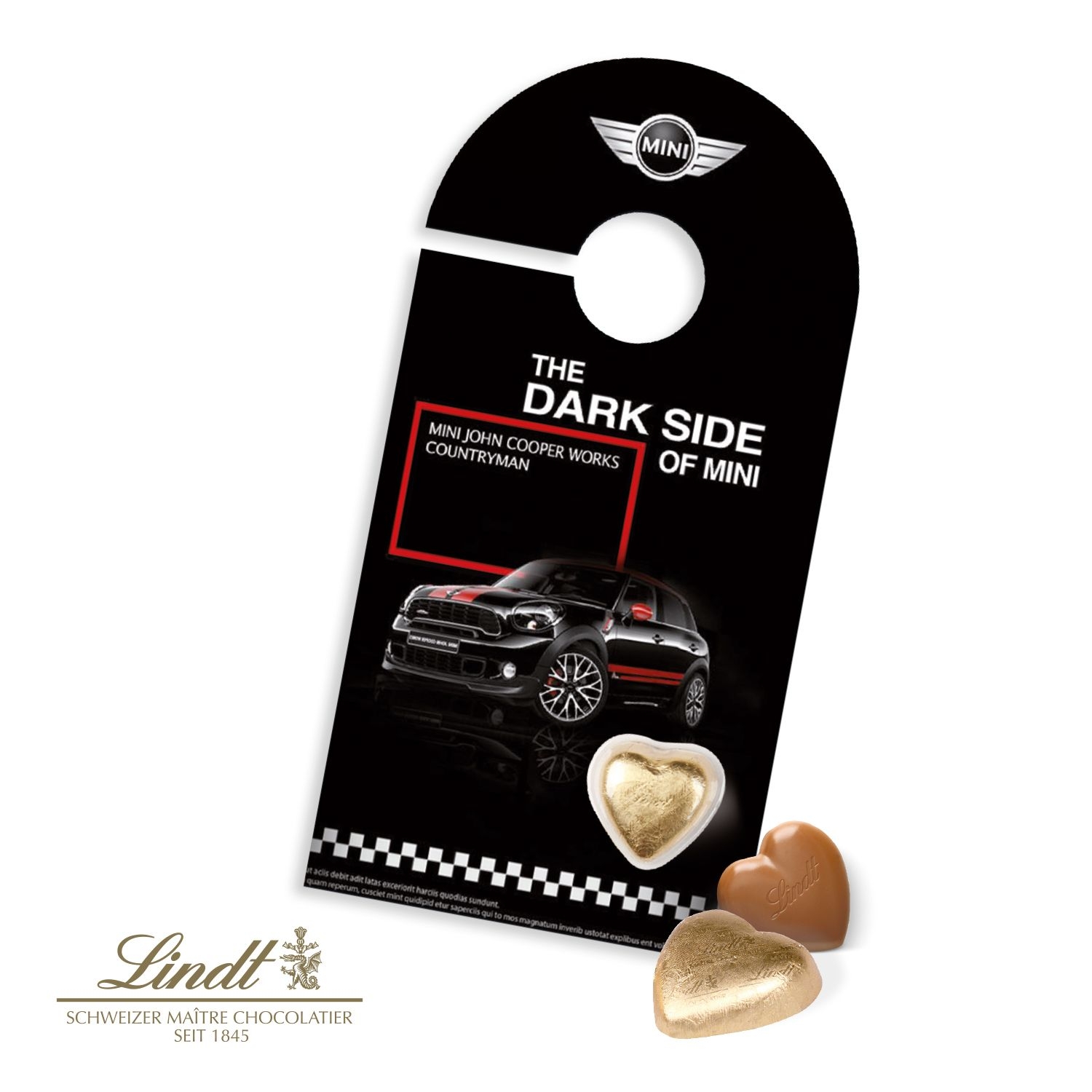 CD91211-01Schokokarte _Tueranhaenger_ mit Lindt Herz_ Lindt Schokoherzen