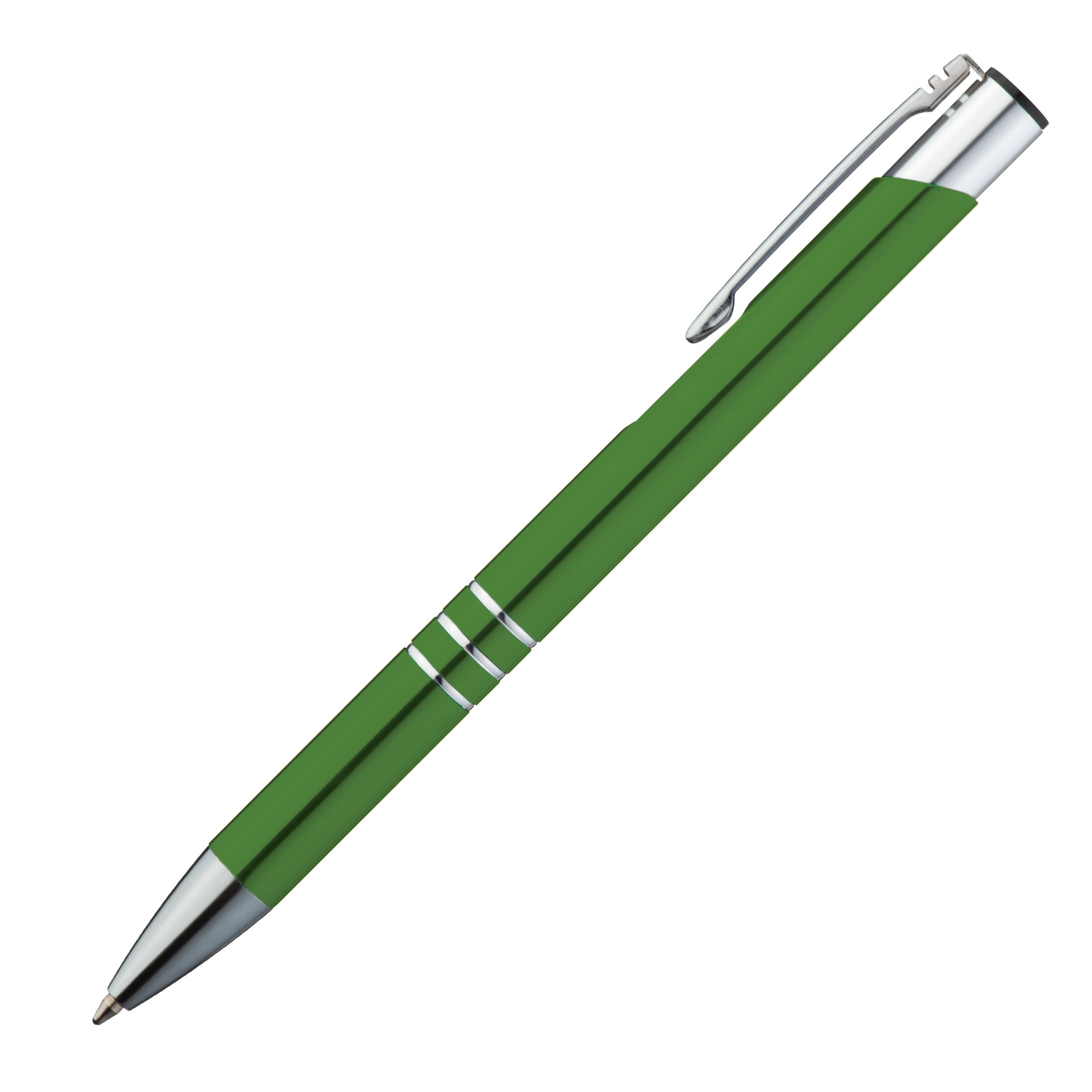 MA13339-09Kugelschreiber aus Metall mit 3 Zierringen_ gruen