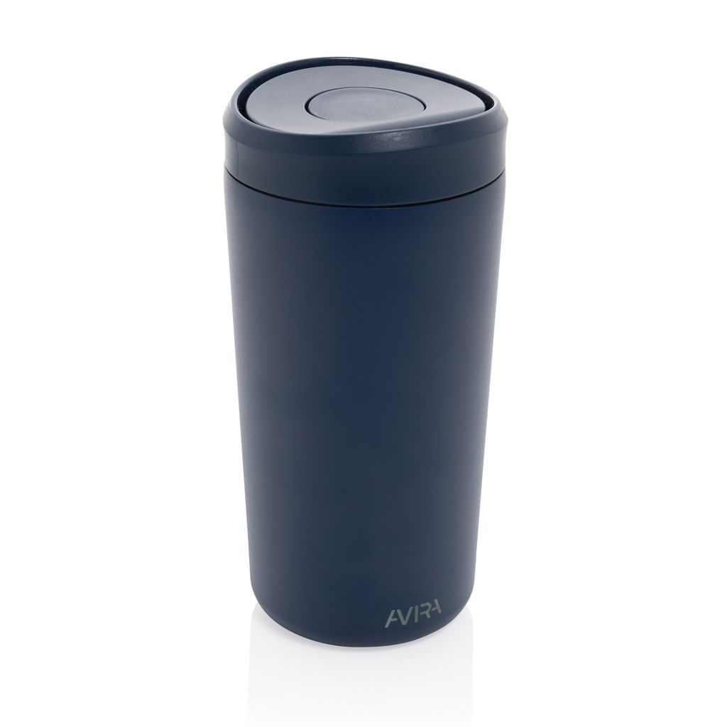 XDP438_10-25Avira Alix Klickbecher aus RCS rec. Stahl 400ml_ navy blau