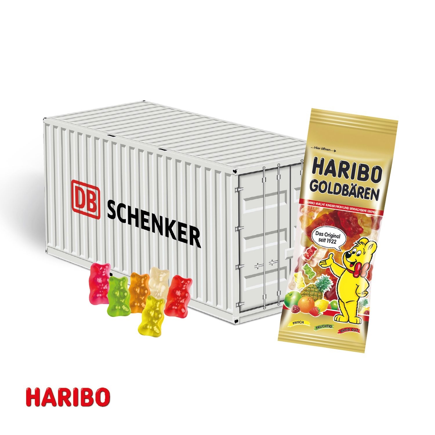 CD916913D Praesent Container mit Haribo Goldbaeren