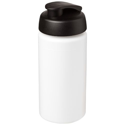 PF210072-1Baseline® Plus grip 500 ml Sportflasche mit Klappdeckel_ weiss_schwarz PF210072-1Baseline® Plus grip 500 ml Sportflasche mit Klappdeckel_ weiss_schwarz
