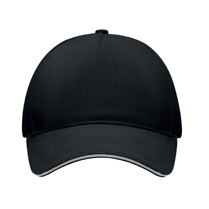 MO6875-33Long Beach Singa Baseball cap 5 panels 260g_m²_ weiss_schwarz