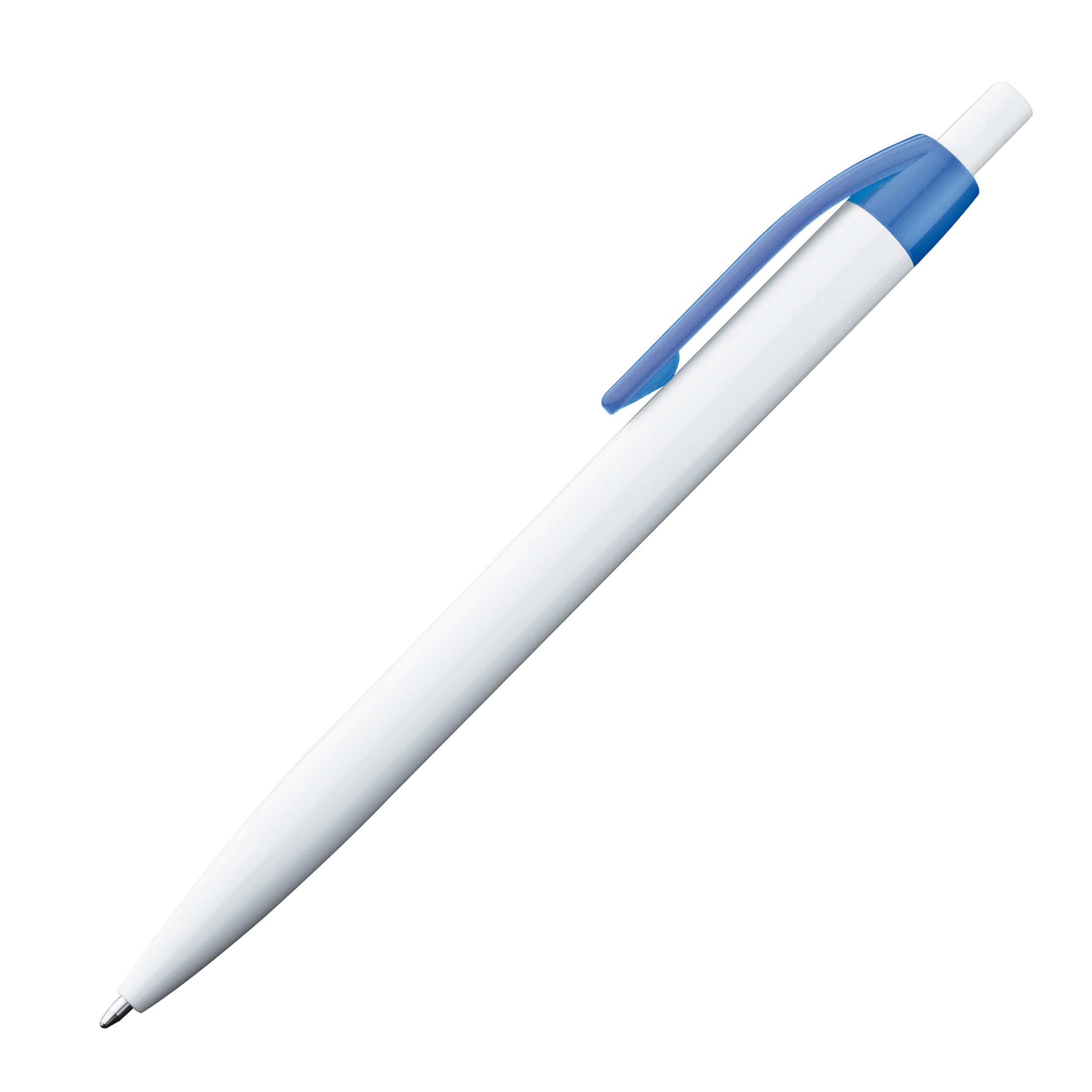 Kunststoffkugelschreiber mit farbigem Clip, blau