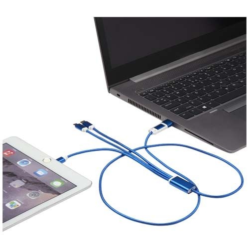PF124386-2Versatile 5-in-1 Ladekabel aus recyceltem Aluminium_ royalblau