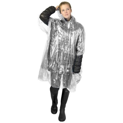 PF109417-1Mayan Regenponcho mit Aufbewahrungstasche aus recyceltem Kunststoff_ weiss