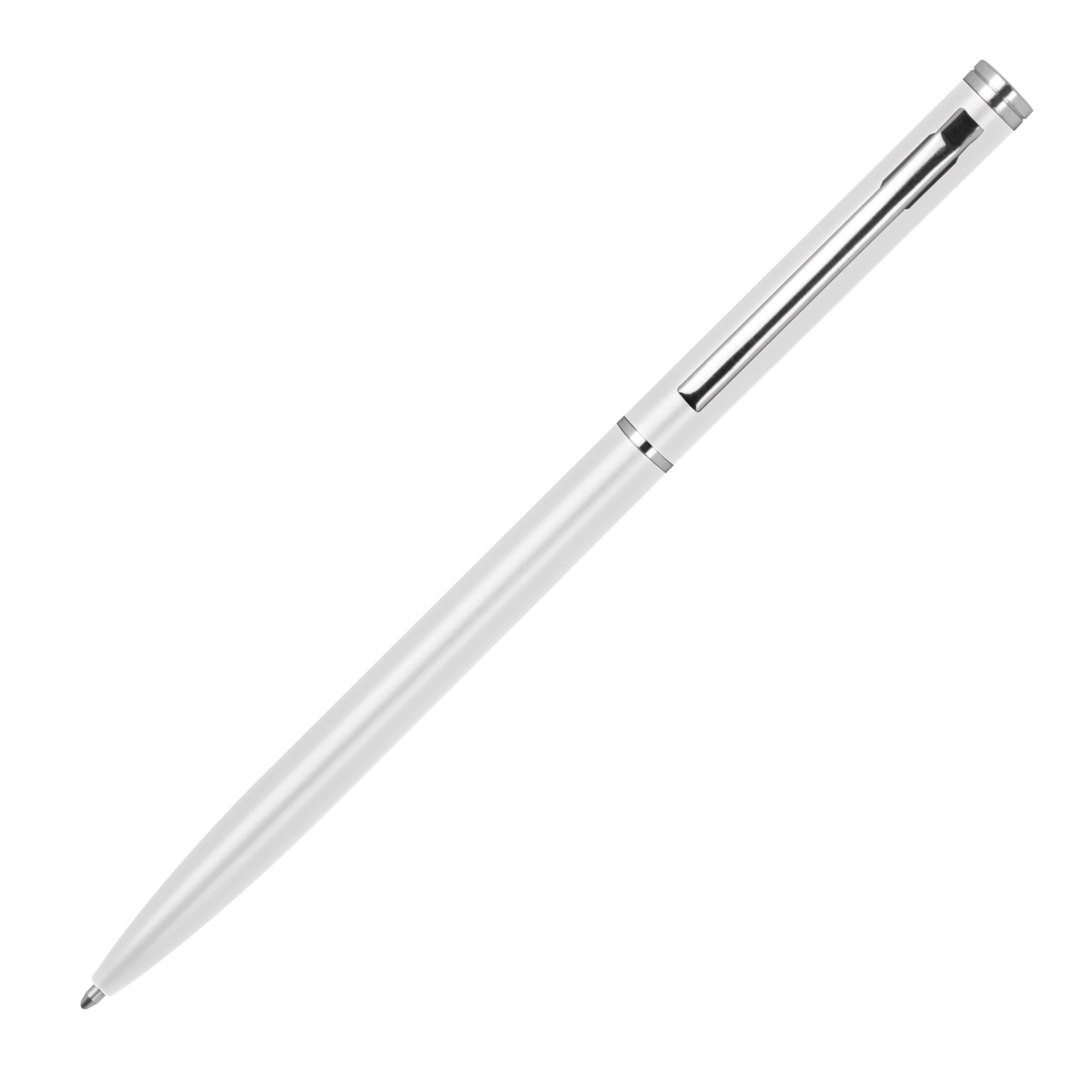 Metall Kugelschreiber in schlanker Form, weiß