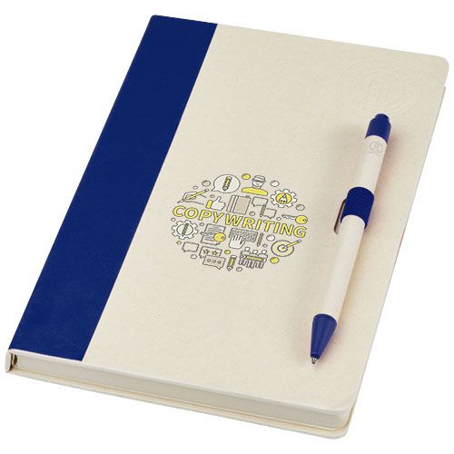 Dairy Dream A5 Notizbuch und Kugelschreiber-Set aus recyceltem Milchkarton, blau